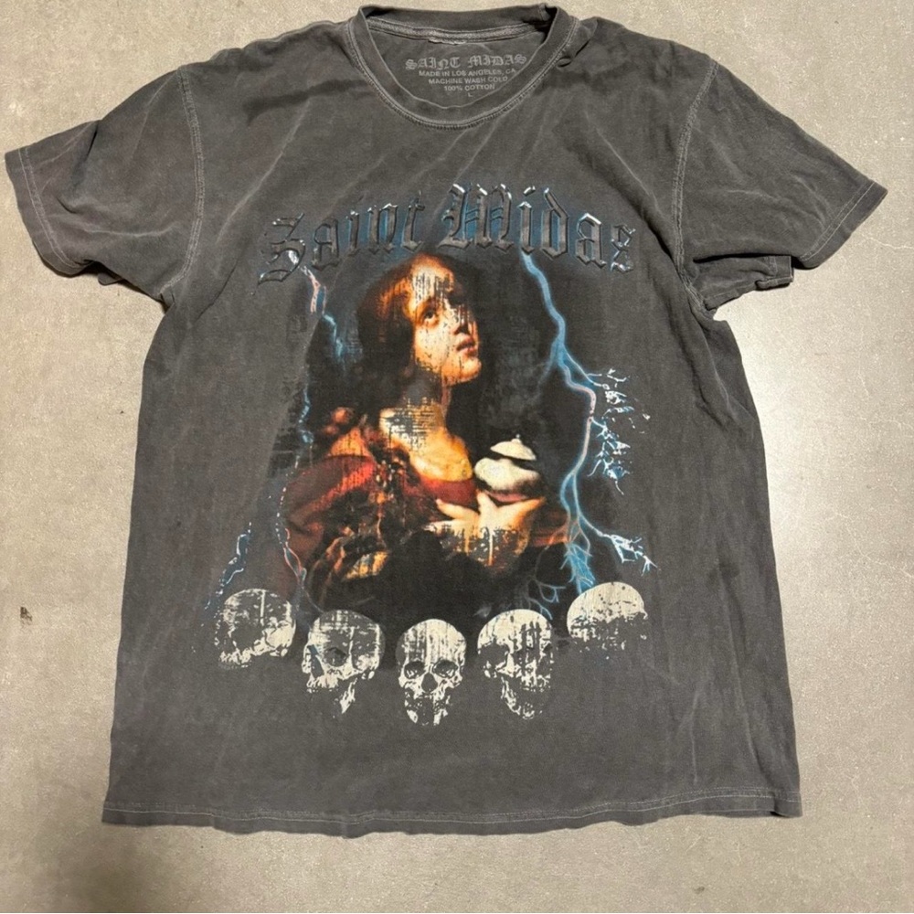 Saint Midas Gray Graphic T-Shirt Size Large